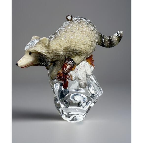 Lot Christmas Ornaments Birds Cardinal Raccoon on Ice Cubes Winter Nature Rustic - Picture 5 of 5